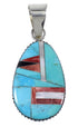 Genuine Sterling Silver And Multicolor Southwest Pendant VX64484